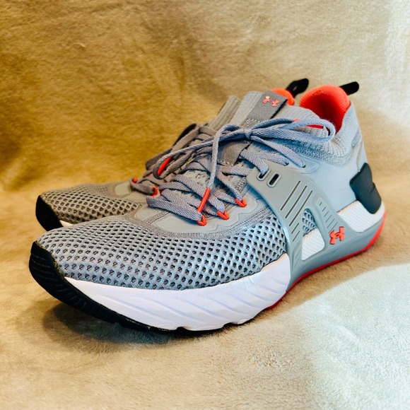 Under Armour Mens 11 Project Rock 4 Mens Trainers Sneakers Shoes Orange Gray - Picture 1 of 9